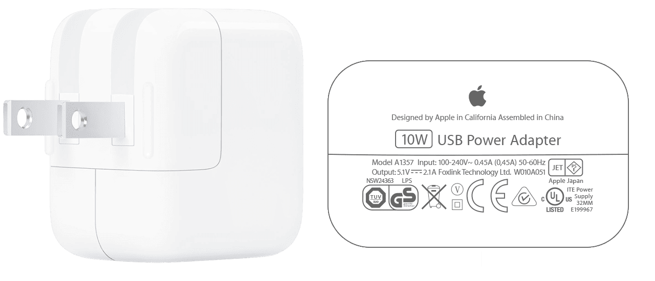 10W USB電源アダプタ